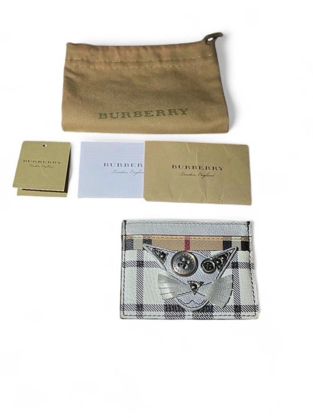 Burberry Leather Card Holder in Beige
